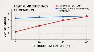 heat pump efficiency comparison chart technical diagram