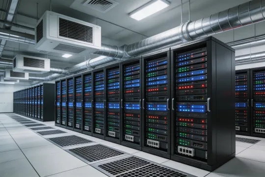 data center server racks with cooling infrastructure